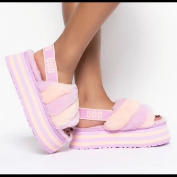 UGG Shoes - NEW UGG lamb fur pink purple disco sandals